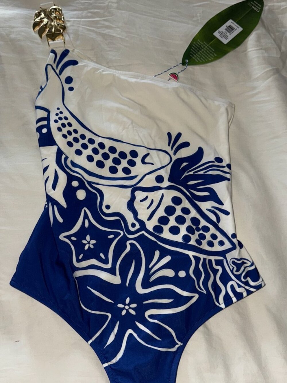 FARM Rio - River Nature One Shoulder One Piece Bathing Suit - Size M